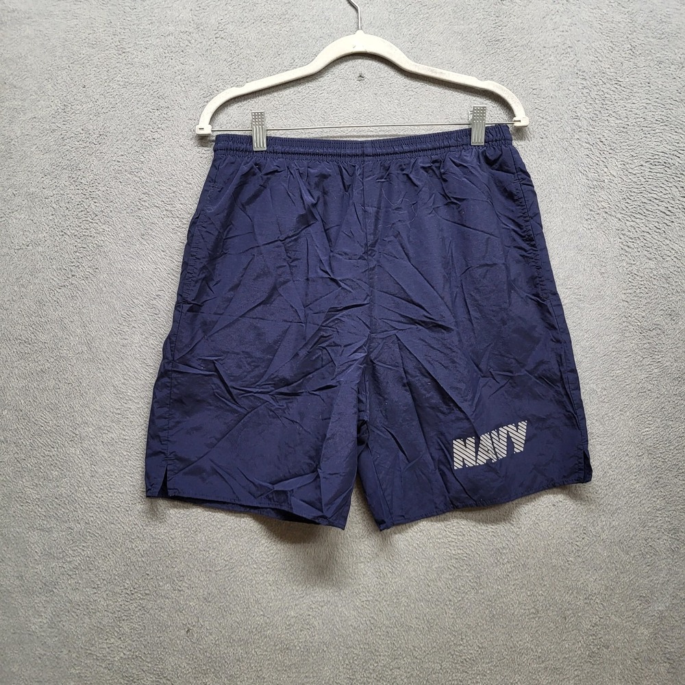 US Navy Men Activewear Shorts‎ Medium Blue Windbreaker Nylon High Rise READ